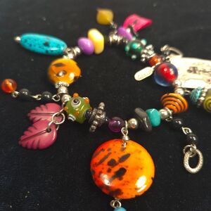 Vintage Treska Chunky Beaded Stretch Bracelet Colorful Boho Statement Jewelry